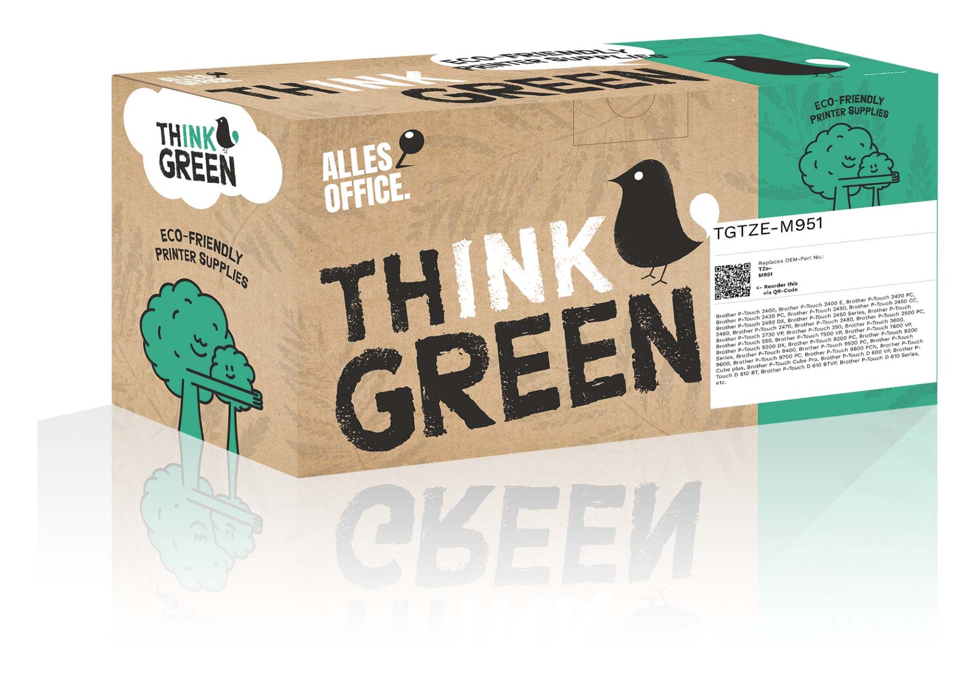 ThinkGreen Brother TZe-M951 Farbband schwarz silber ThinkGreen Brother TZe-M951 Farbband schwarz silber
